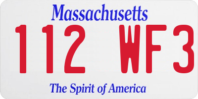 MA license plate 112WF3