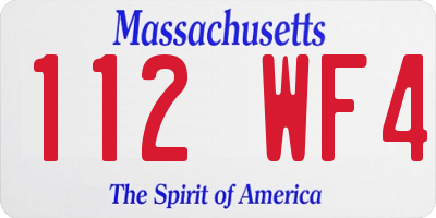 MA license plate 112WF4