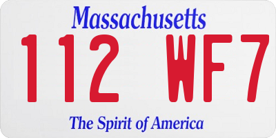 MA license plate 112WF7