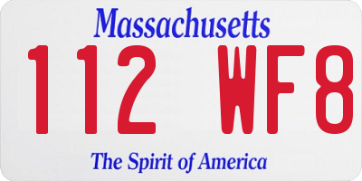 MA license plate 112WF8
