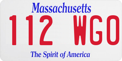 MA license plate 112WG0