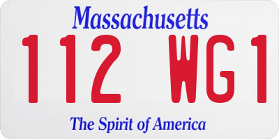 MA license plate 112WG1