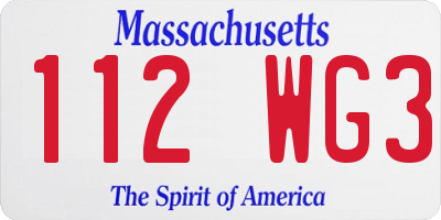 MA license plate 112WG3