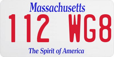 MA license plate 112WG8