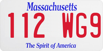 MA license plate 112WG9