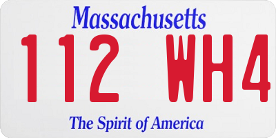 MA license plate 112WH4