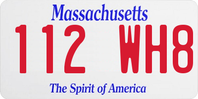 MA license plate 112WH8