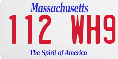 MA license plate 112WH9