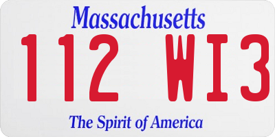 MA license plate 112WI3