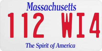 MA license plate 112WI4