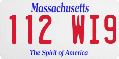MA license plate 112WI9