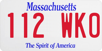 MA license plate 112WK0