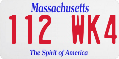 MA license plate 112WK4