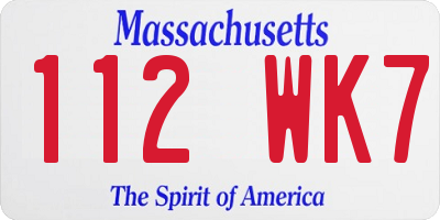 MA license plate 112WK7