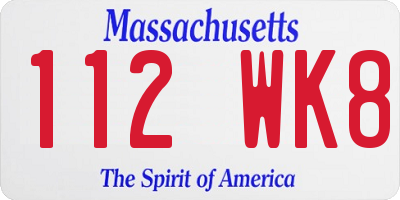 MA license plate 112WK8