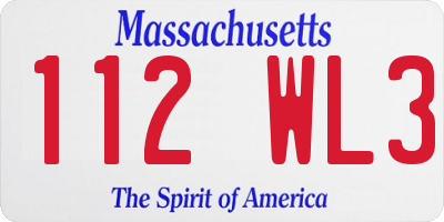 MA license plate 112WL3