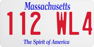 MA license plate 112WL4