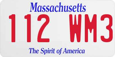 MA license plate 112WM3