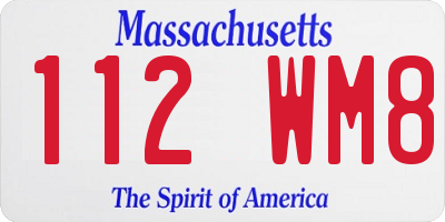 MA license plate 112WM8