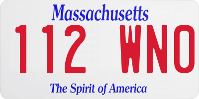 MA license plate 112WN0