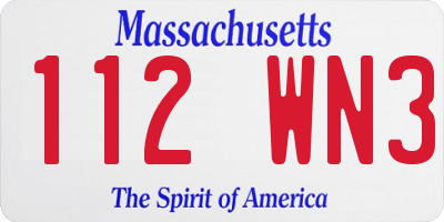 MA license plate 112WN3