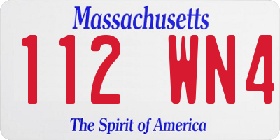 MA license plate 112WN4