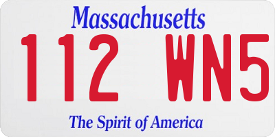 MA license plate 112WN5
