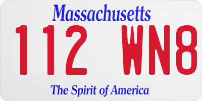 MA license plate 112WN8