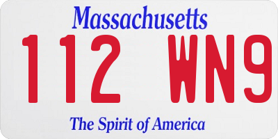 MA license plate 112WN9