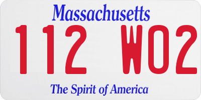 MA license plate 112WO2