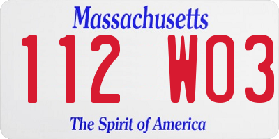 MA license plate 112WO3