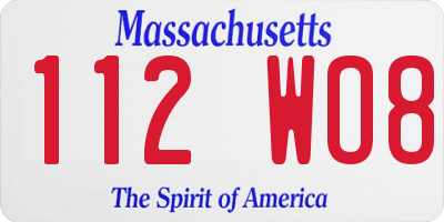 MA license plate 112WO8