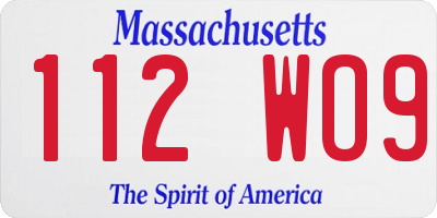 MA license plate 112WO9