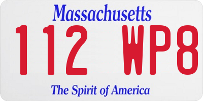 MA license plate 112WP8
