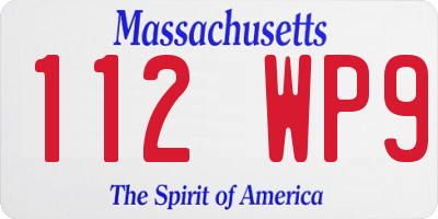 MA license plate 112WP9