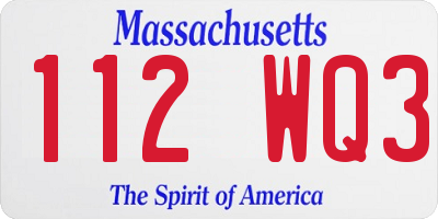 MA license plate 112WQ3
