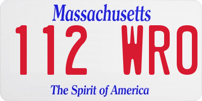 MA license plate 112WR0