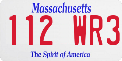 MA license plate 112WR3
