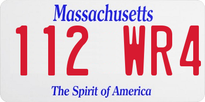 MA license plate 112WR4