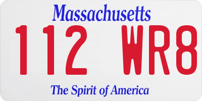 MA license plate 112WR8