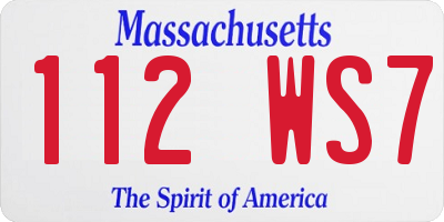 MA license plate 112WS7
