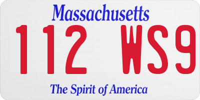 MA license plate 112WS9