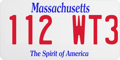 MA license plate 112WT3
