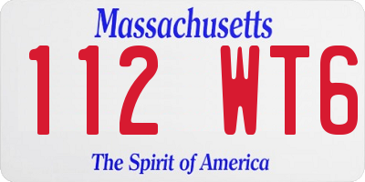 MA license plate 112WT6
