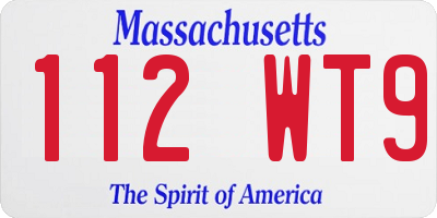 MA license plate 112WT9