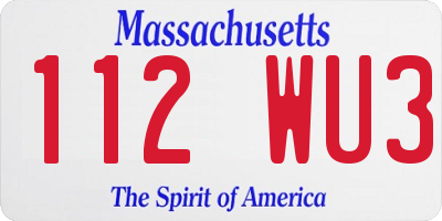 MA license plate 112WU3
