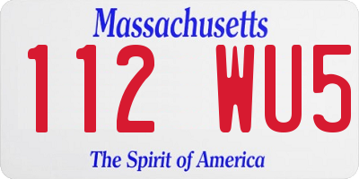MA license plate 112WU5