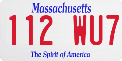 MA license plate 112WU7
