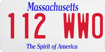 MA license plate 112WW0