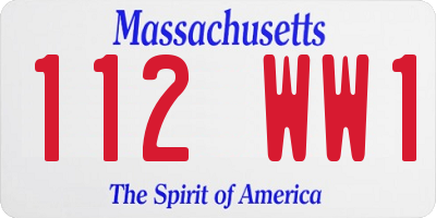 MA license plate 112WW1